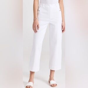 NWT Spanx Stretch Twill Cropped Wide Leg Petite Small white